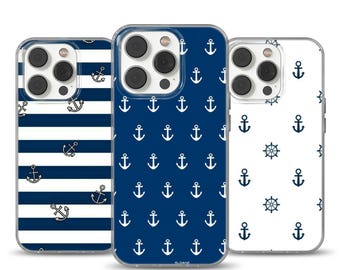 Nautical Phone Case Anchor Pattern cover Marine Iphone 17 Air, Pro, Pro max 16 15 14, Samsung S24, S25, Pixel