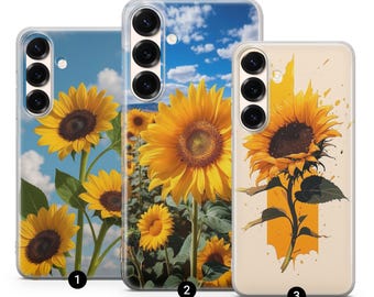 Funda de teléfono con diseño de girasoles: cubierta floral azul cielo, gel de TPU mate para iPhone, Samsung y Pixel.