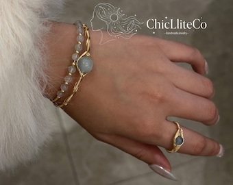 Handmade 6mm Aquamarine Ring - Adjustable 14k Gold Filled Wire Wrapped - March Birthstone Jewelry - Throat Chakra - Courage&Serenity Stone