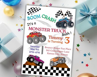 Monster Truck Birthday Invitation: Monster Jam Theme (Digital Invite)