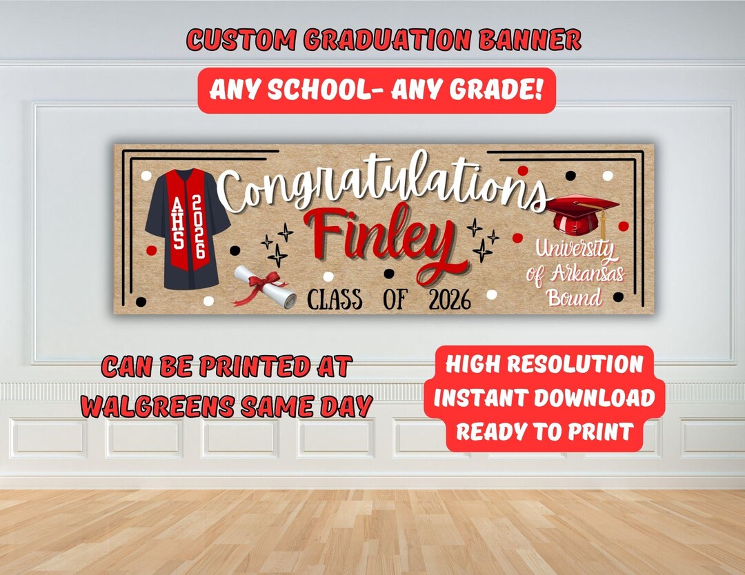 CUSTOM Graduation High School College Banner Design | Printable ...