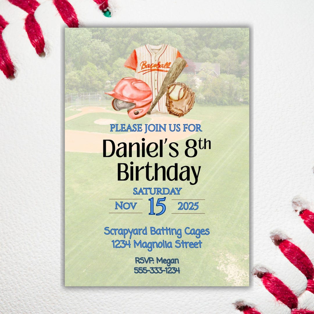 Boys Baseball Birthday Invitation, Custom Party Invite (digital) - Etsy