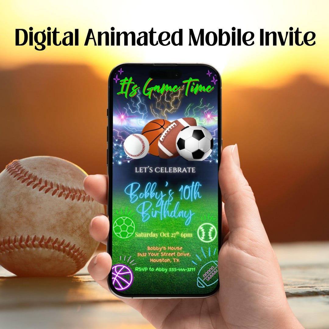 Animated Mobile Neon Sports Baseball Soccer Football Basketball ...