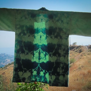Shibori Kimono style jacket in hand dyed cotton