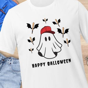 T-shirt de baseball Ghost Halloween pour jeune : cadeau pour fan de sport