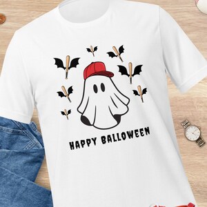 Camiseta de Halloween con fantasma de béisbol: Camiseta para fanáticos de los deportes