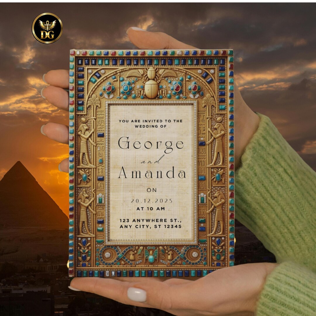 Egyptian Pharaoh Wedding Invitation Bandal | Editable Canva Template ...