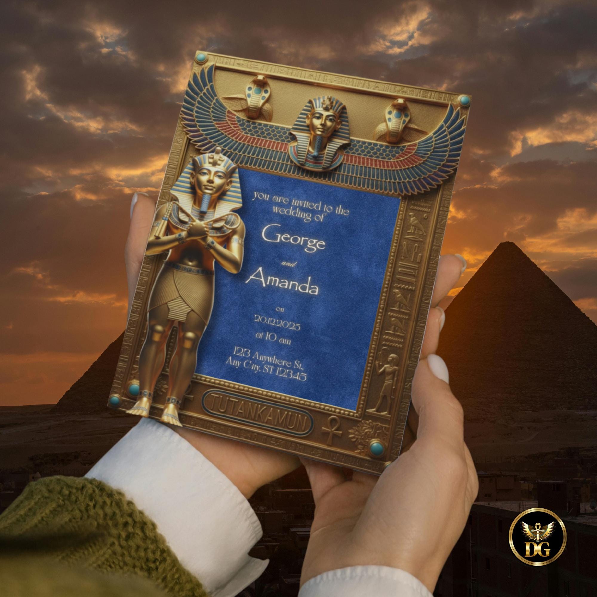 Royal Egyptian Wedding Invitation | Tutankhamun Digital Invite ...