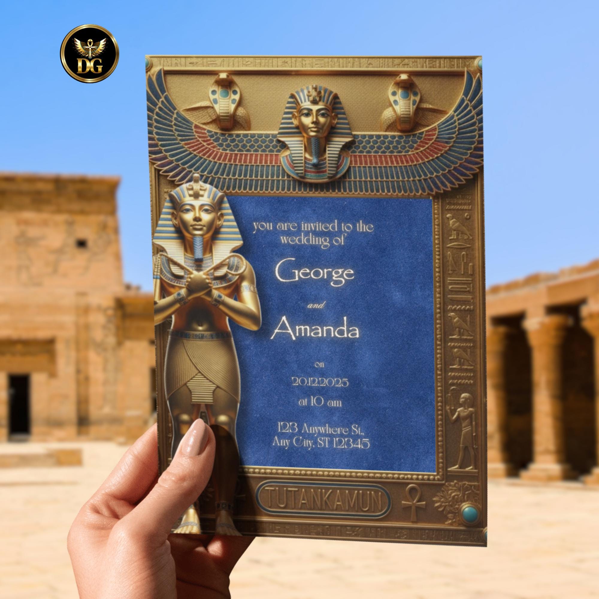 Royal Egyptian Wedding Invitation | Tutankhamun Digital Invite ...