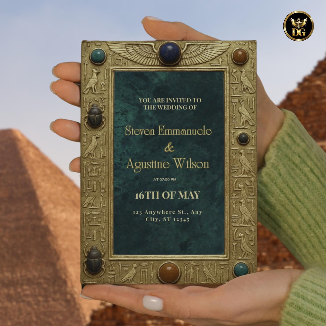 Egyptian Pharaoh Wedding Invitation | Editable Canva Template Ancient ...