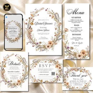 Modern Classic Bridal Shower BUNDLE | Minimalist Invitation, Menu, Details, RSVP, Thank You Cards + Digital File | Editable Template