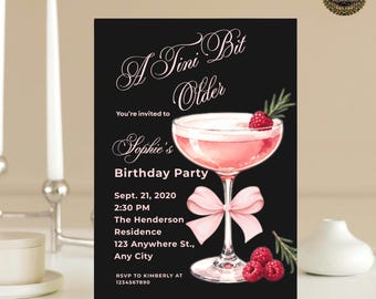 Geburtstagseinladung Vorlage Canva | Bearbeitbare Cocktail Party einladen | Druckbare Navy Glam einladen