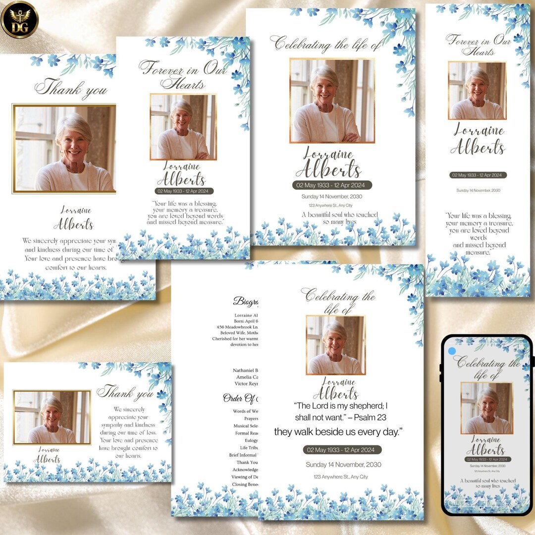 12-piece Editable Funeral Bundle Canva, Celebration of Life Templates ...