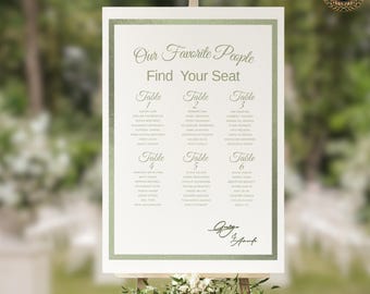 Hochzeit Sitzplan Vorlage | Minimalistischer Samtrahmen, bearbeitbares Canvas-Schild (Digitaler Download)