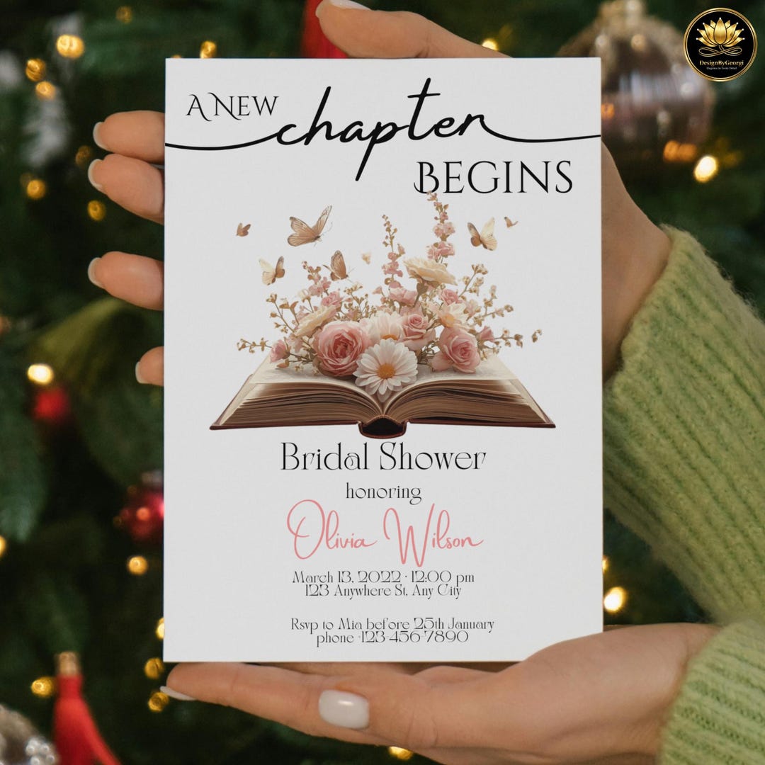 A New Chapter Begins Bridal Shower Invitation -open Book Roses ...