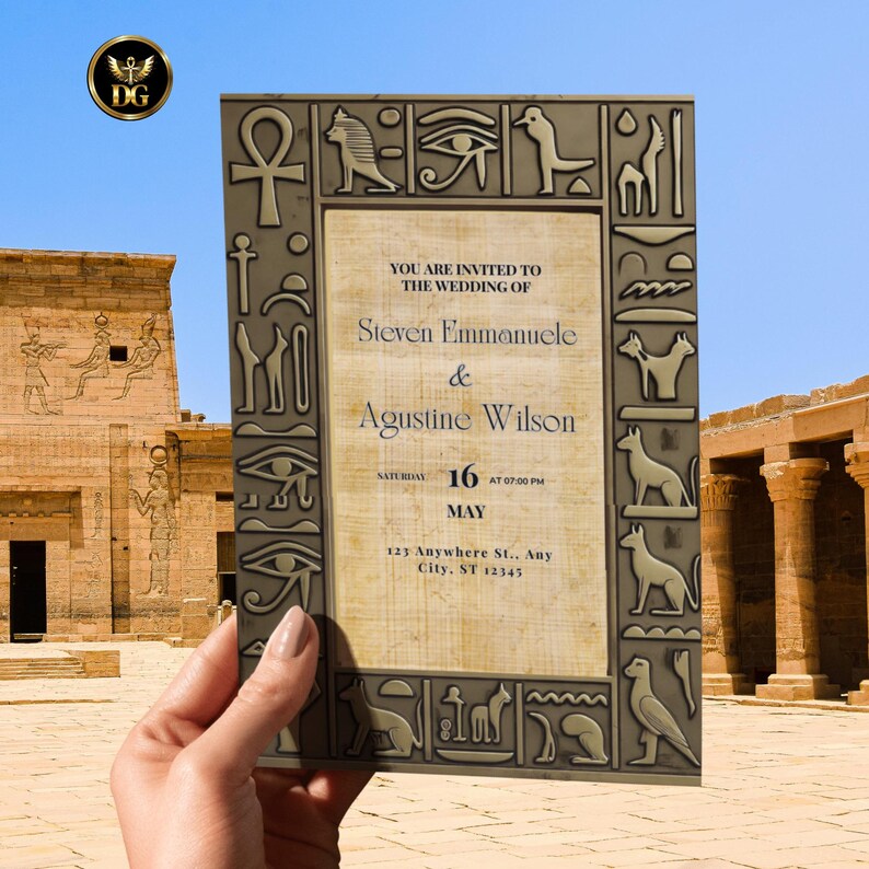 Egyptian Pharaoh Wedding Invitation Template Digital Editable ...