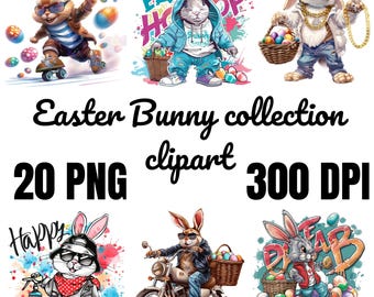 Watercolor Easter Bunny Clipart: Floral Ballerina PNG Bundle (Digital Download)