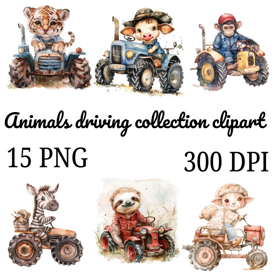 Watercolor Safari Animals Clipart: Baby Shower Nursery Art (PNG Digital ...