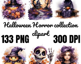 Retro Halloween Characters PNG Clipart: Horror Movie Digital File (133 PNG)