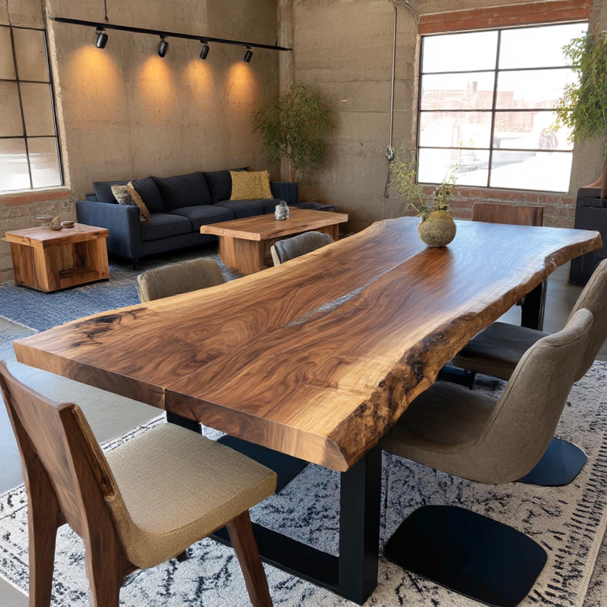 Handmade Solid Walnut Live Edge Dining Table – Custom Rustic Wood - Etsy