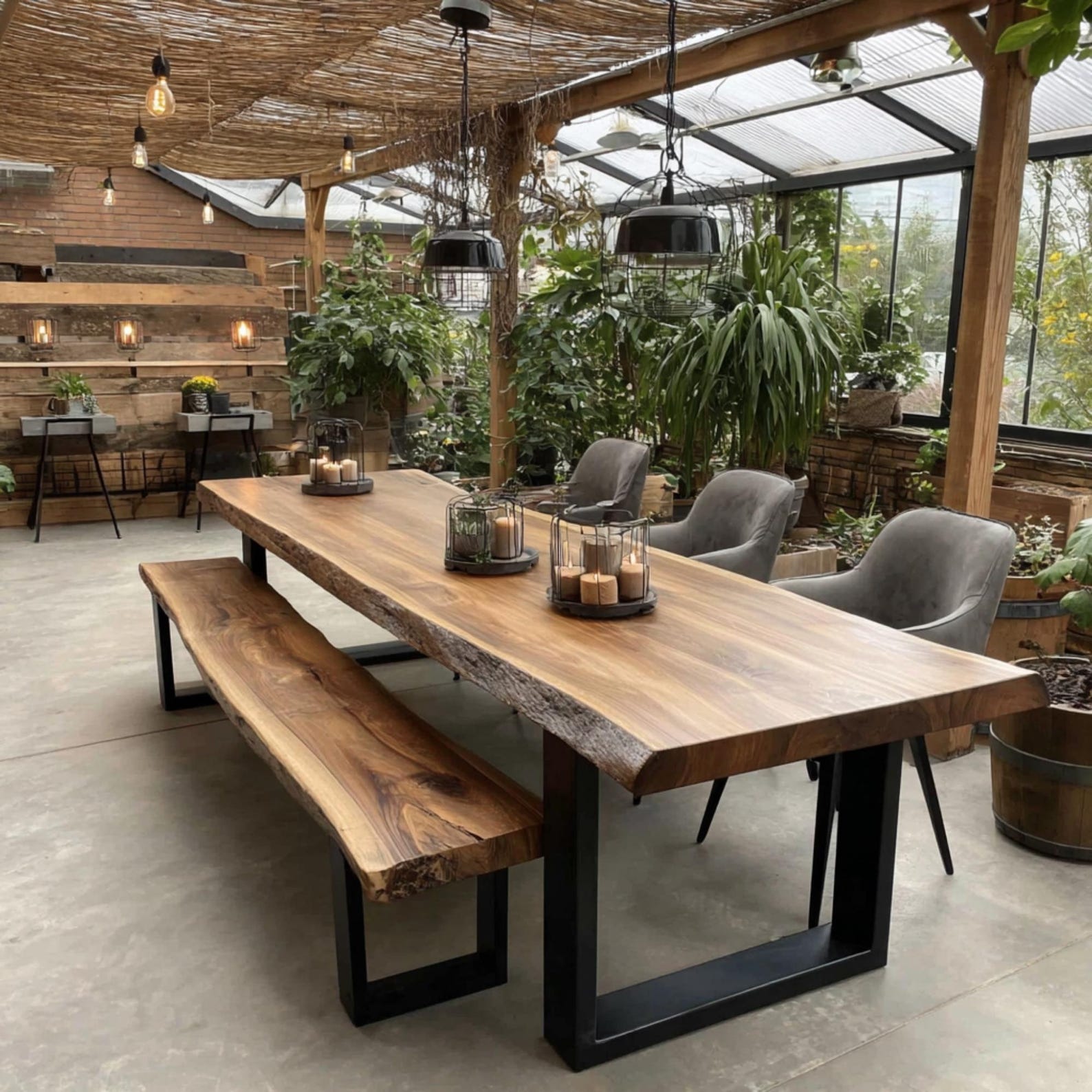 Handmade Live Edge Walnut Dining Table – Custom Farmhouse Kitchen Table ...