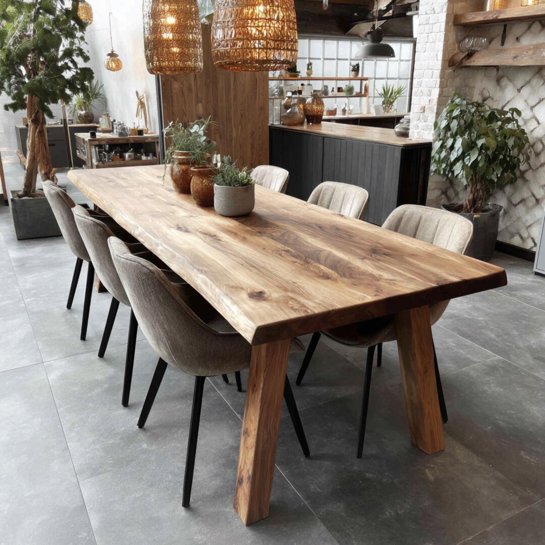 Custom Handmade Live Edge Walnut Dining Table – Solid Wood, Rustic - Etsy