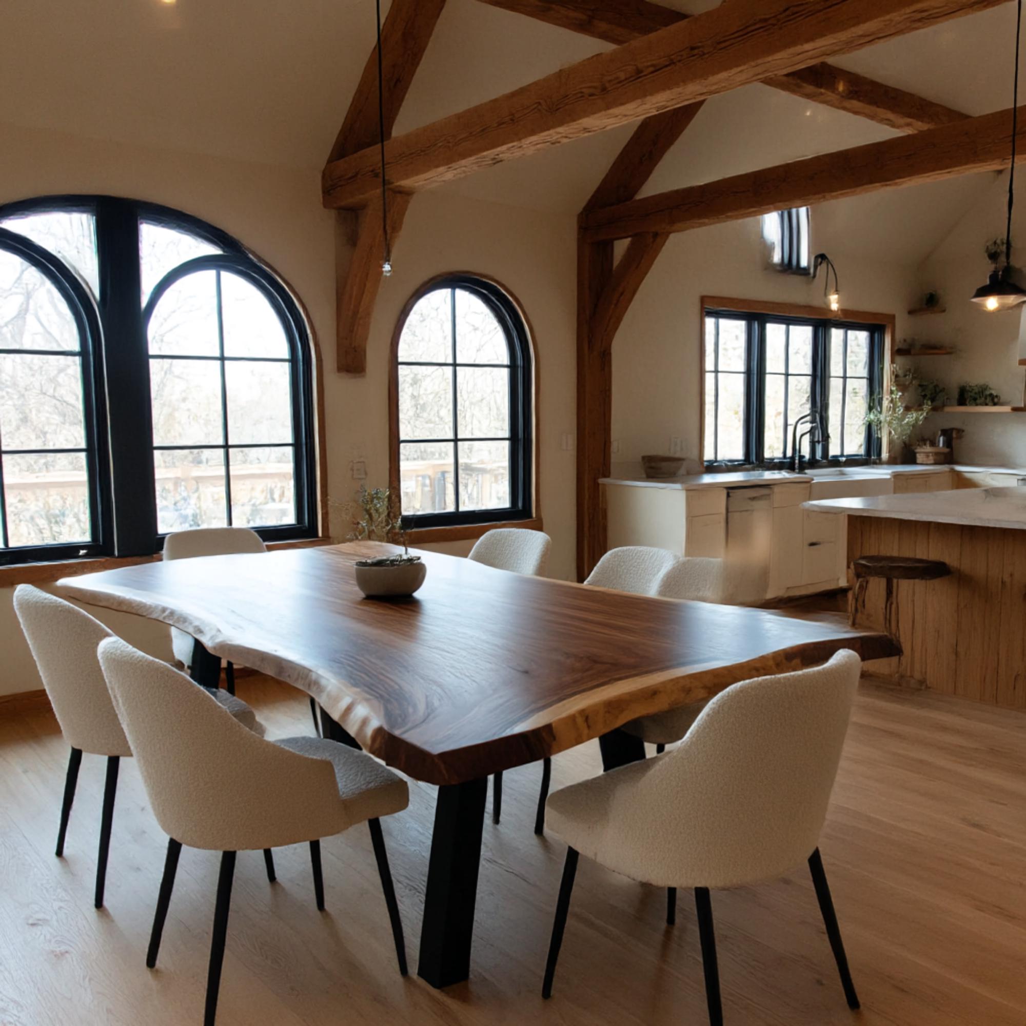 Handmade Live Edge Walnut Dining Table – Custom Solid Wood Farmhouse ...