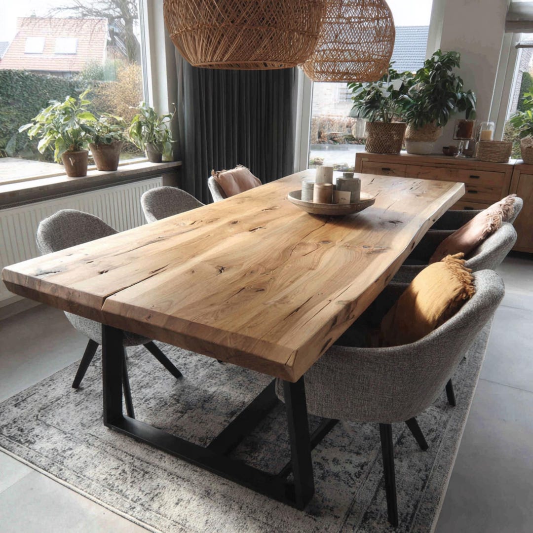 Handmade Live Edge Walnut Dining Table – Custom Farmhouse Kitchen Table ...