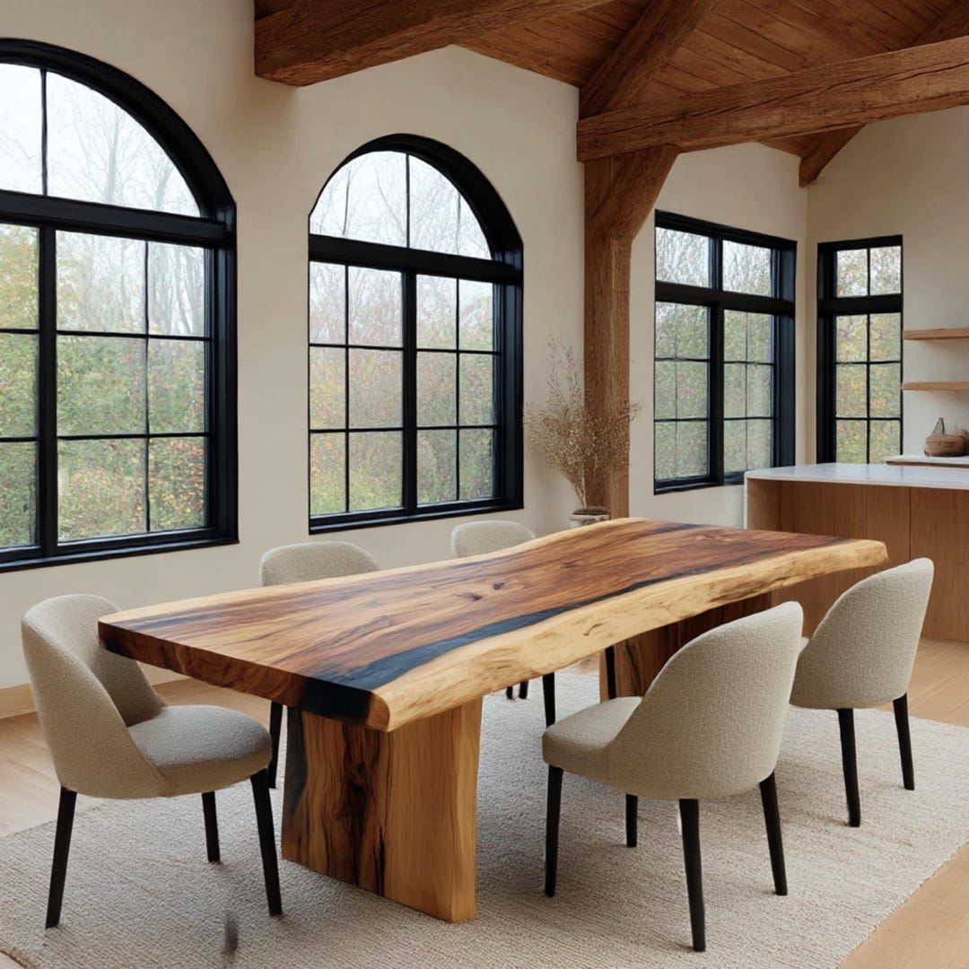 Handmade Live Edge Walnut Dining Table – Custom Solid Wood Farmhouse ...