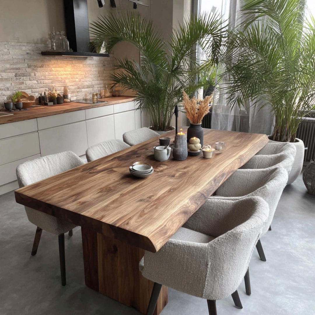 Handmade Live Edge Walnut Dining Table – Custom Rustic Wood - Etsy