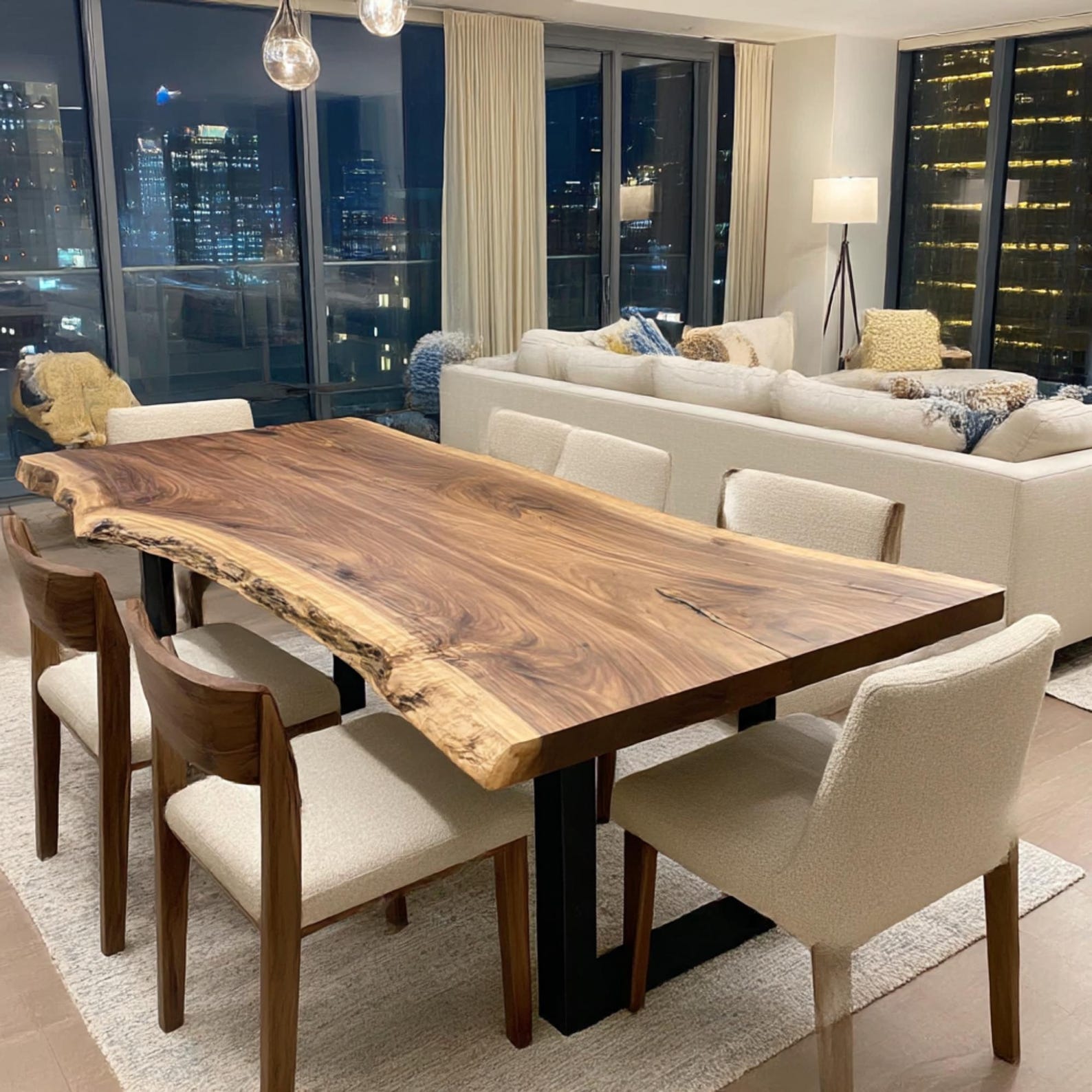 Handmade Live Edge Walnut Dining Table – Custom Rustic Farmhouse - Etsy