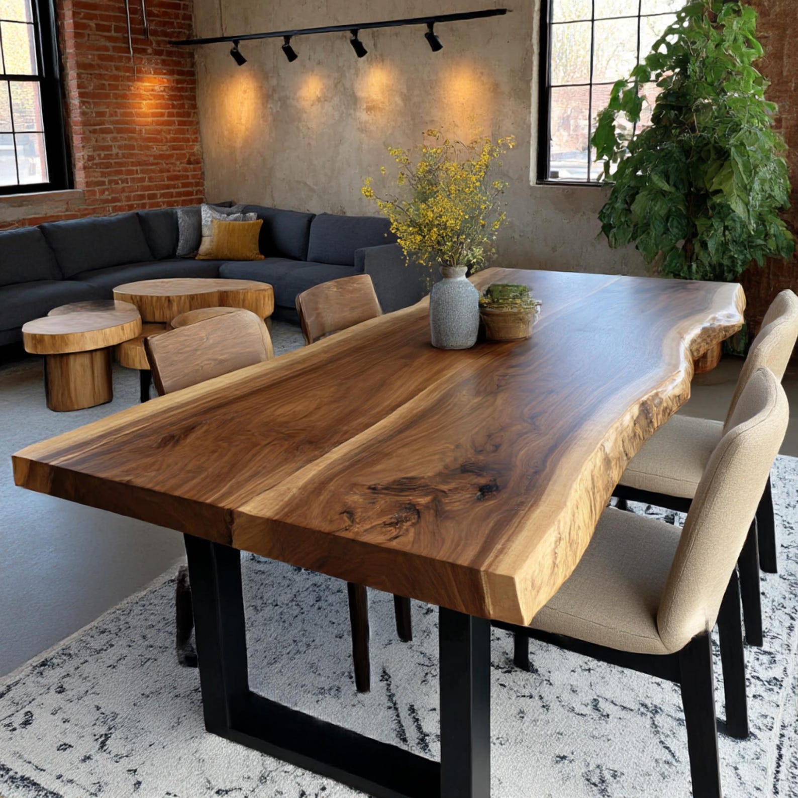 Handmade Solid Walnut Live Edge Dining Table – Custom Rustic Wood - Etsy