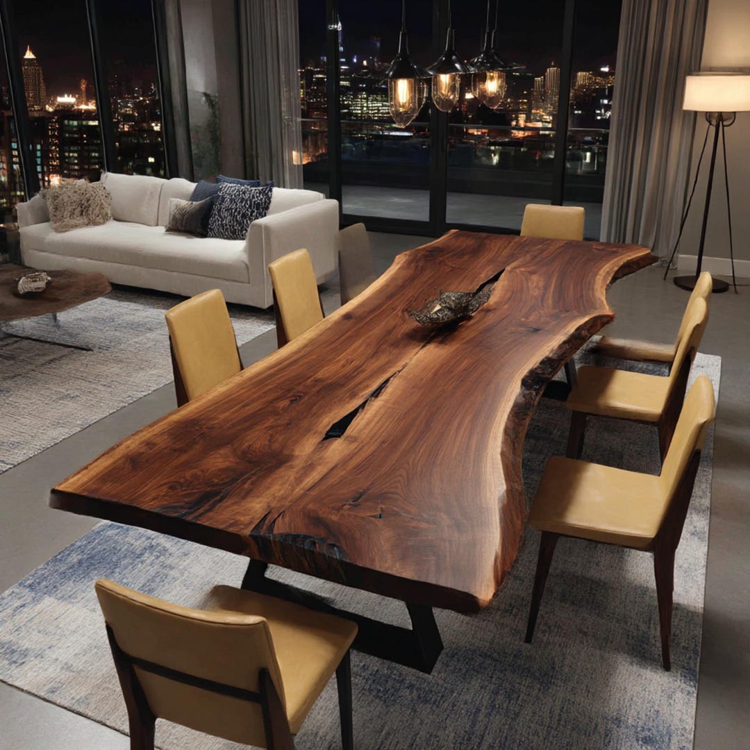 Handmade Live Edge Walnut Dining Table – Custom Rustic Farmhouse - Etsy