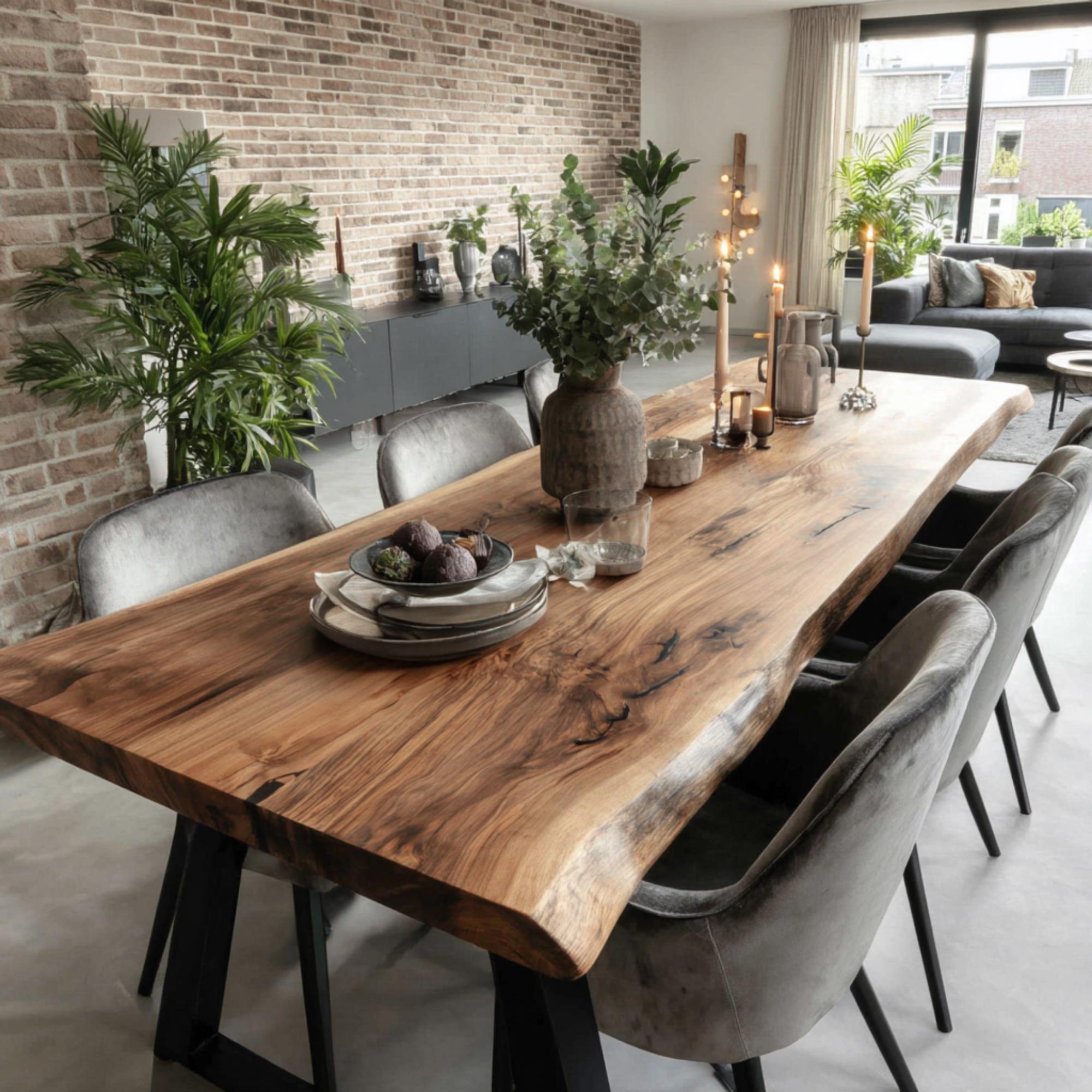 Handmade Live Edge Walnut Dining Table – Custom Solid Wood Farmhouse ...