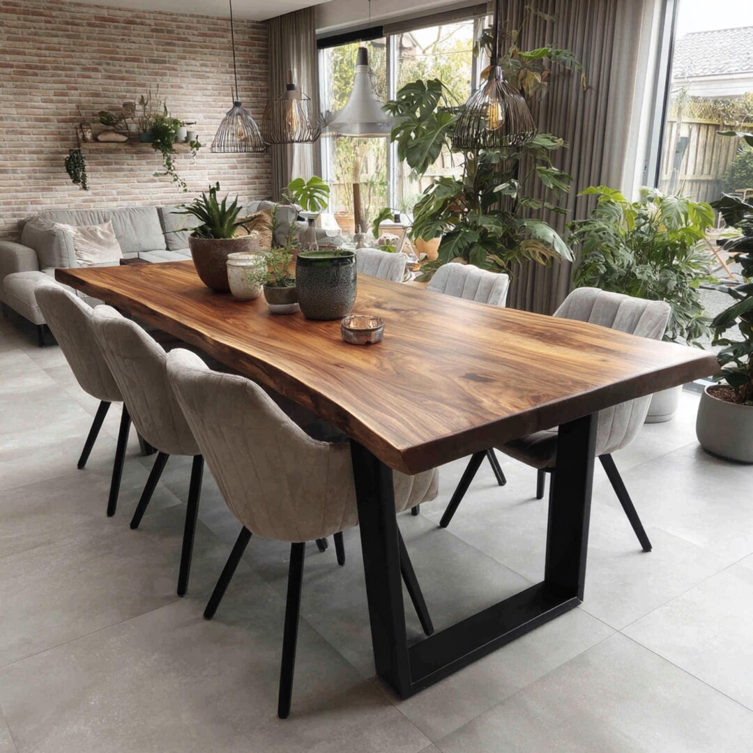 Handmade Live Edge Walnut Dining Table – Custom Solid Wood Farmhouse - Etsy