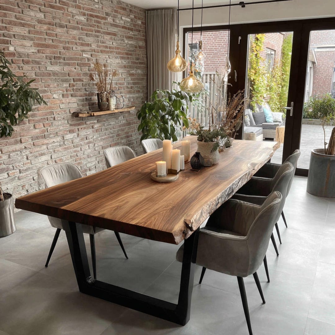 Handmade Live Edge Walnut Dining Table – Custom Solid Wood Farmhouse - Etsy