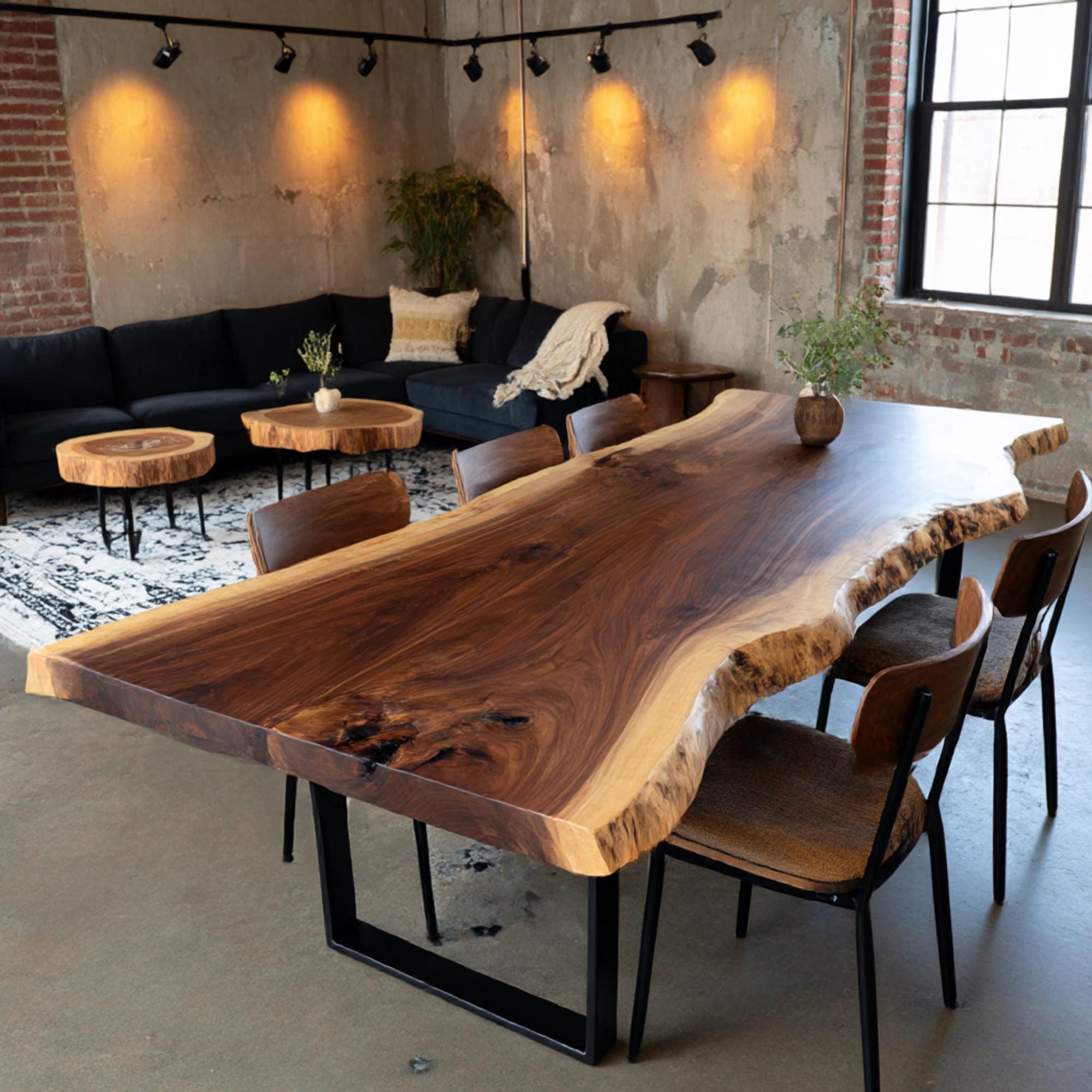 Handmade Solid Walnut Live Edge Dining Table – Custom Rustic Wood - Etsy