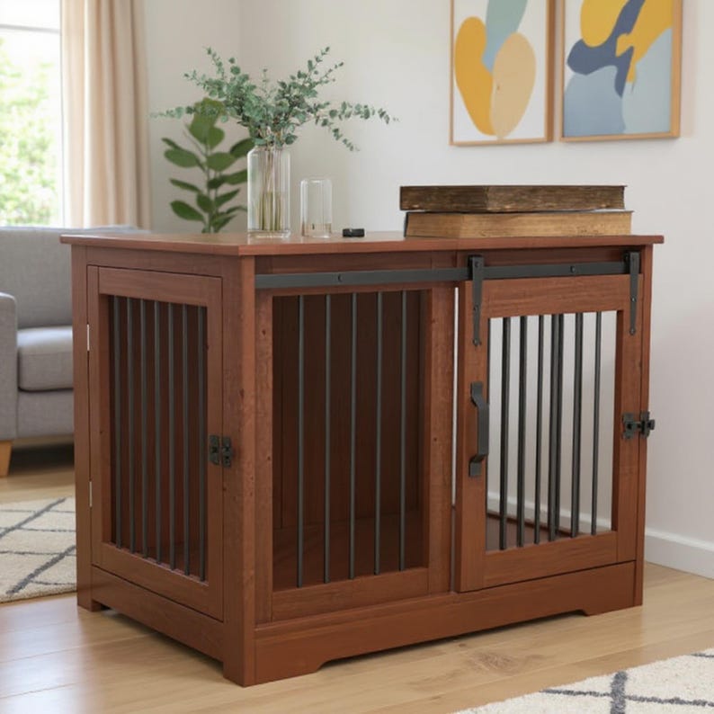 Indoor Solid Wood Dog Crate Furniture for Small-medium Dogs With ...