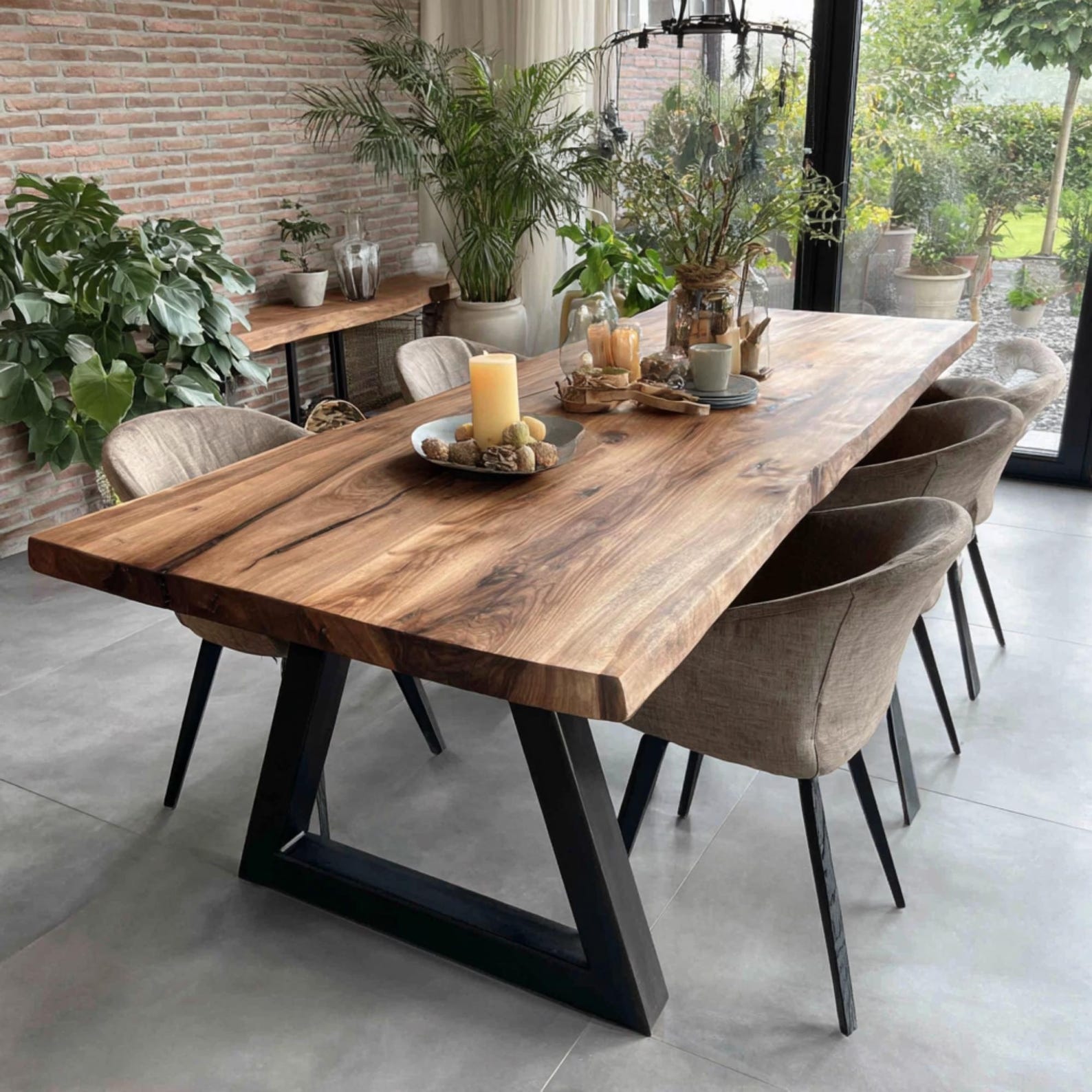 Handmade Live Edge Walnut Dining Table – Custom Solid Wood Farmhouse ...