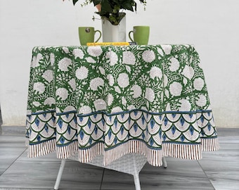Boho Vintage Baumwolle Handmade Block Print Blumen Hochzeit Dinning & Küche Party Runde Tischdecke