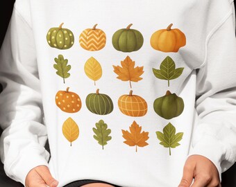Cozy Pumpkin Leaves Sweatshirt - Fall Fashion, Unisex Fall Sweatshirt, Autumn Apparel, Halloween Cozy Crew, Harvest Gift
