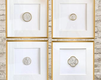Framed Intaglios, Set of Four, Framed and Matted, Religious, Intaglio Art, Catholic