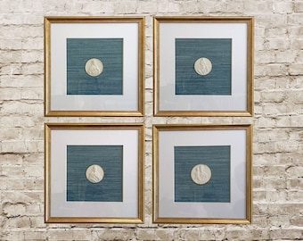 NEW! Sacred Framed Intaglios, Set of Four, Framed and Matted, Grasscloth, Religious
