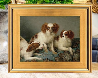 Spaniel Dog Oil Painting Print on Canvas