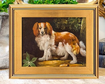 Spaniel Oil Painting Print on Canvas, Cavalier King Charles Spaniel