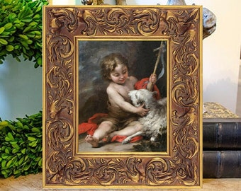 St John the Baptist with Lamb Oil Painting Print on Canvas