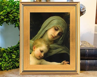 The Madonna and Christ Child Print on Canvas, William Bouguereau Art