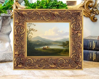 Pastoral Cow Landscape Print on Canvas