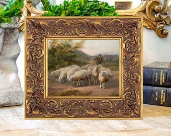 Sheep Pastoral Landscape Print on Canvas, Art Print
