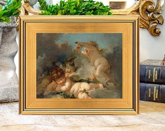 Gorgeous Cherub Oil Painting Print on Canvas, Slumbering Cherubs by Francois Boucher